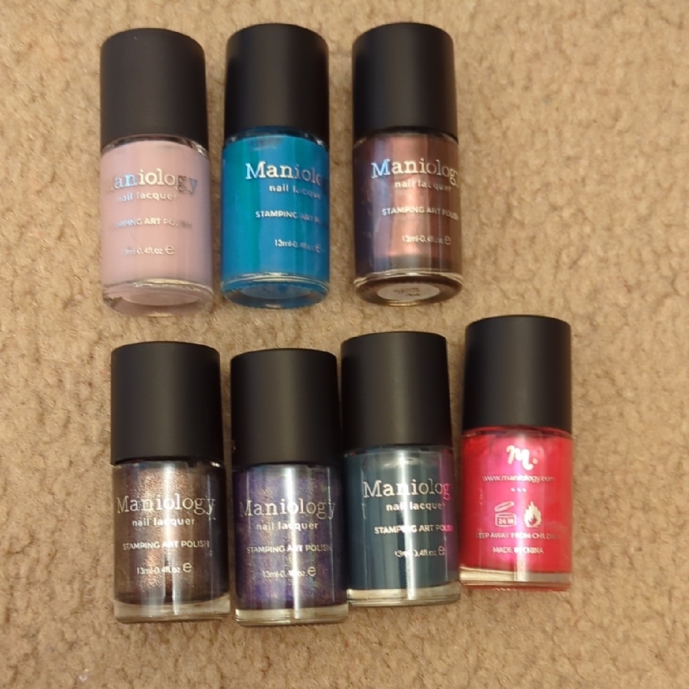 Nail Lacquer Set - Pink, Blue, Purple, Silver